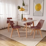 thumbnail of Set Di 4 Sedie Per Sala Da Pranzo Ufficio Con Gambe Faggio Legno Massello Massiccio Stile Nordico Scandinavo Seduta Imbottita Soggiorno Sala Tortora