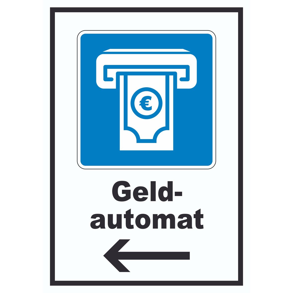 Geldautomat Pfeil links A4 Rückseite selbstklebend