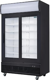 thumbnail of Frigorífico expositor de bebidas com painel iluminado, preto, 2 portas de vidro deslizantes, com fecho, 950L Polar GM814