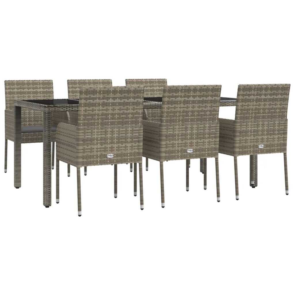 HELLOSHOP26 - Muebles de comedor de jardín 7 piezas ratán gris y cojines 02_0014896