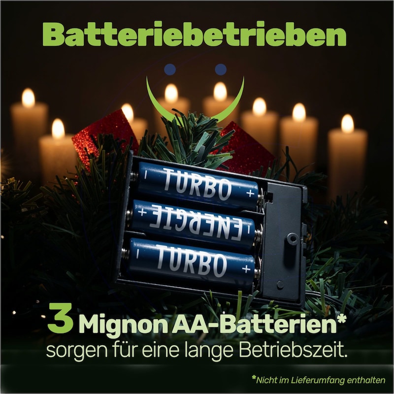 Batteriebetriebene Kerzen mit AA-Batterien.