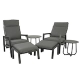 thumbnail of Conjunto de relaxamento reclinável, para jardim, Alumínio, Cor Antracite, Apoio para os pés: 47x60 x38, Poltrona: 72x59x112 cm, Mesa: 60x51cm