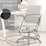 thumbnail of Cadeira ergonómica de escritório, assento ajustável, braços reclináveis, giratória para secretária, estofada - castanha