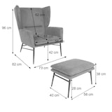 thumbnail of Lounge-Sessel mit Ottomane HWC-L62, Sessel Polstersessel Cocktailsessel Hocker, Stoff/Textil ~ blau