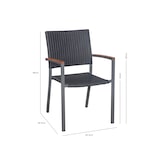 thumbnail of METRO PROFESSIONAL Sedia impilabile con braccioli Raikki, alluminio/polirattan/legno di teak, nero/grigio