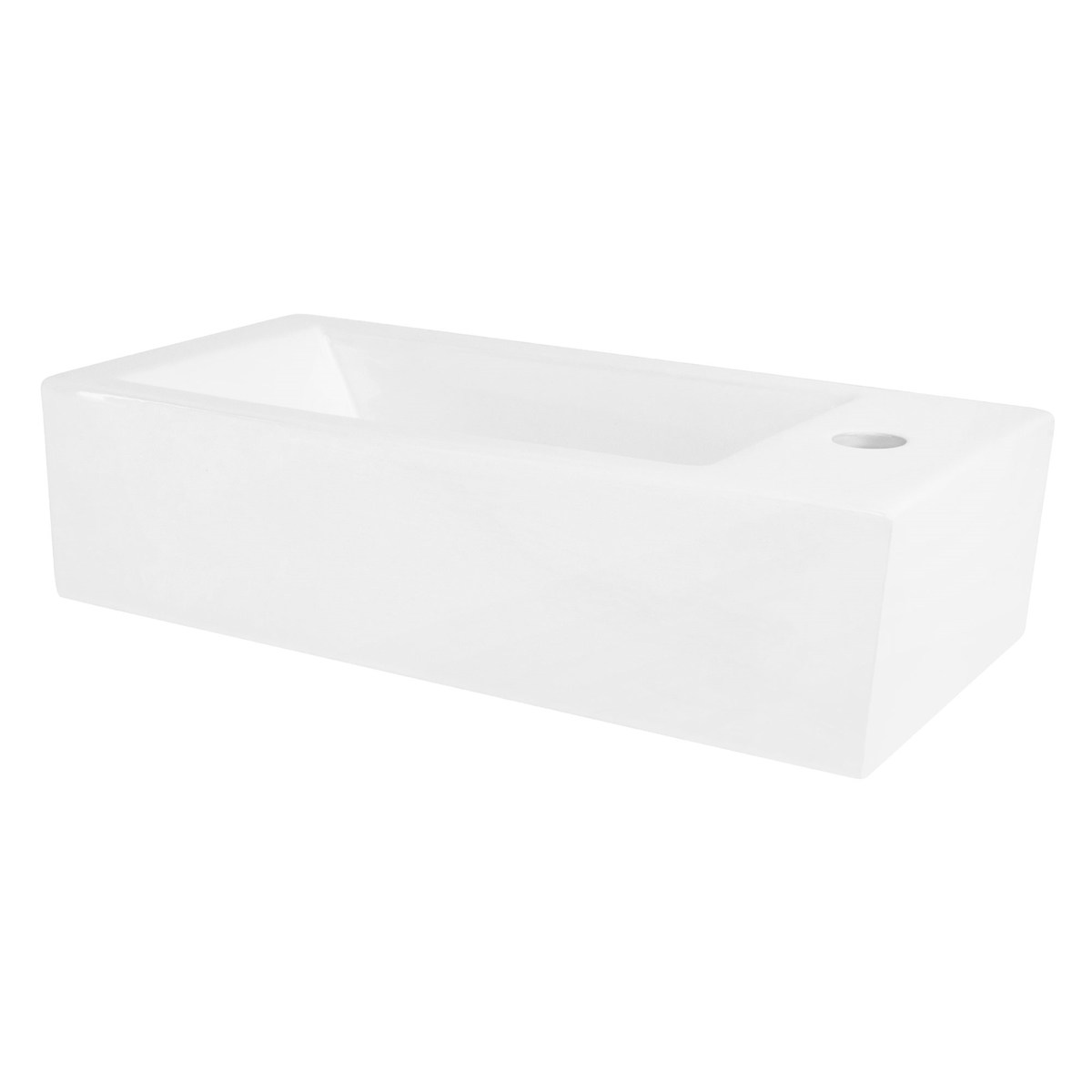 LuxeBath ML-Design Mini-Waschbecken Keramik Weiß 51 × 25 × 13 cm, eckig, klein, Hahnloch rechts – Wand-/Aufsatzwaschbecken