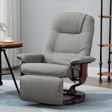 thumbnail of Relaxsessel TV Sessel Kunstleder Grau 87x78x100 cm drehbar 145 Grad verstellbar mit manueller Fußstütze breiten Armlehnen und Holzunterbau