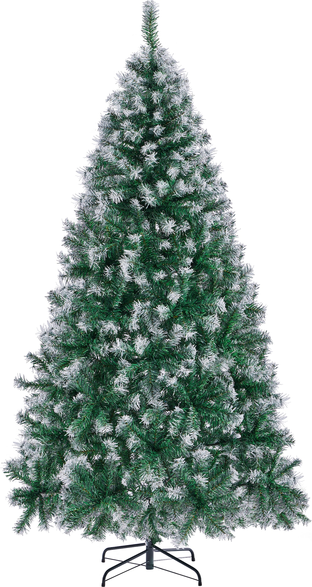 Ein künstlicher Weihnachtsbaum mit Schnee.