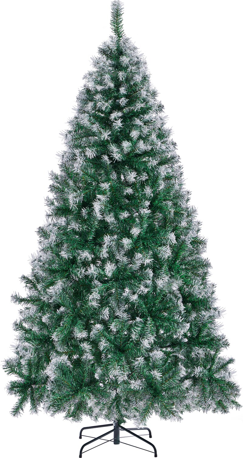 Ein künstlicher Weihnachtsbaum mit Schnee.