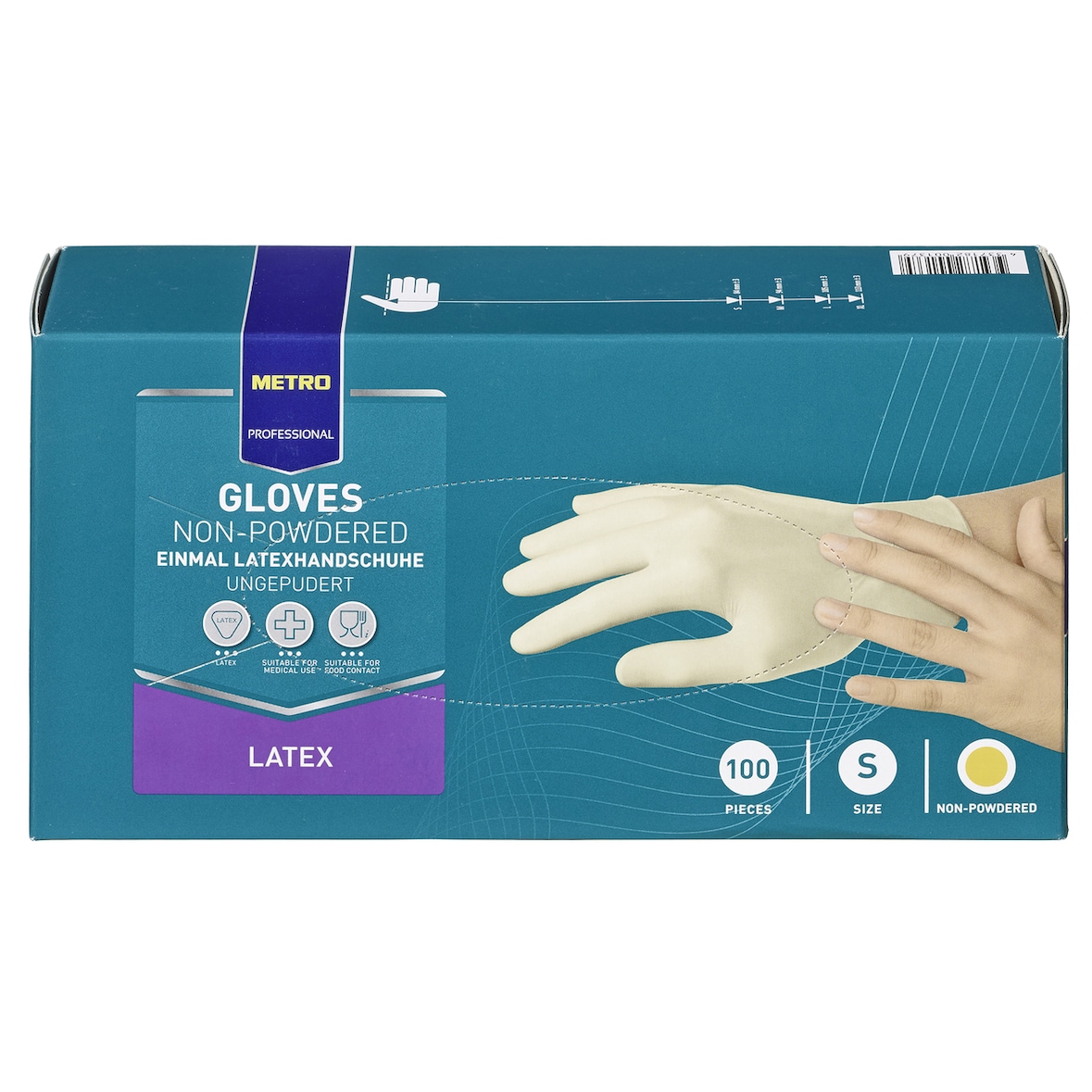 METRO Professional Einmalhandschuhe, Latex, ungepudert, Größe XL, weiß, 100 Stück