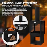 thumbnail of ML-Design Gartenkamin mit Schornstein 128x40 cm – eckiger Stahl-Terrassenofen mit Holzablage, Schürhaken und abnehmbarem Dach, ideal für Garten und