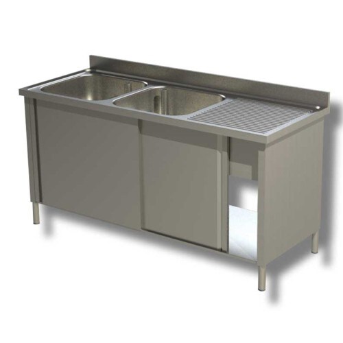 Lavello 190x70x85 acciaio inox 430 armadiato cucina ristorante pizzeria RS4956