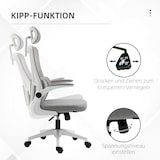 thumbnail of Ergonomischer Bürostuhl Mesh Grau 60x59x122 cm höhenverstellbar 45 bis 53 cm mit Armlehnen Kopfkissen Wippfunktion Lendenstütze