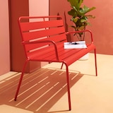 thumbnail of Banco metálico rojo para terraza - Oviala