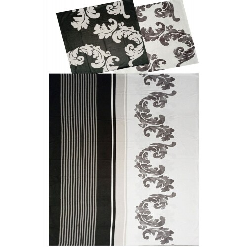 2-tlg. Biber Winter Bettwäsche 135 x 200 + 80x80 cm, 100% Baumwolle, schwarz weiß,Streifen/Ranken