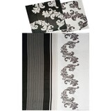 thumbnail of 2-tlg. Biber Winter Bettwäsche 135 x 200 + 80x80 cm, 100% Baumwolle, schwarz weiß,Streifen/Ranken