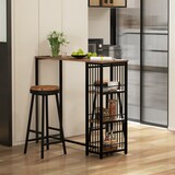 thumbnail of Bartisch Stehtisch Tresentisch Braun 120x40x105cm mit 3 Ablageflächen, Industrie Design in Holzoptik, Stahlgestell, vielseitig für Küche und Esszimmer