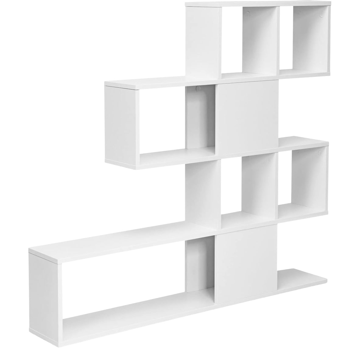 COSTWAY Bücherregal mit 4 Stockwerken, Platzteiler, Holzgestall, Freistehende Treppe, Stehendes Gestell