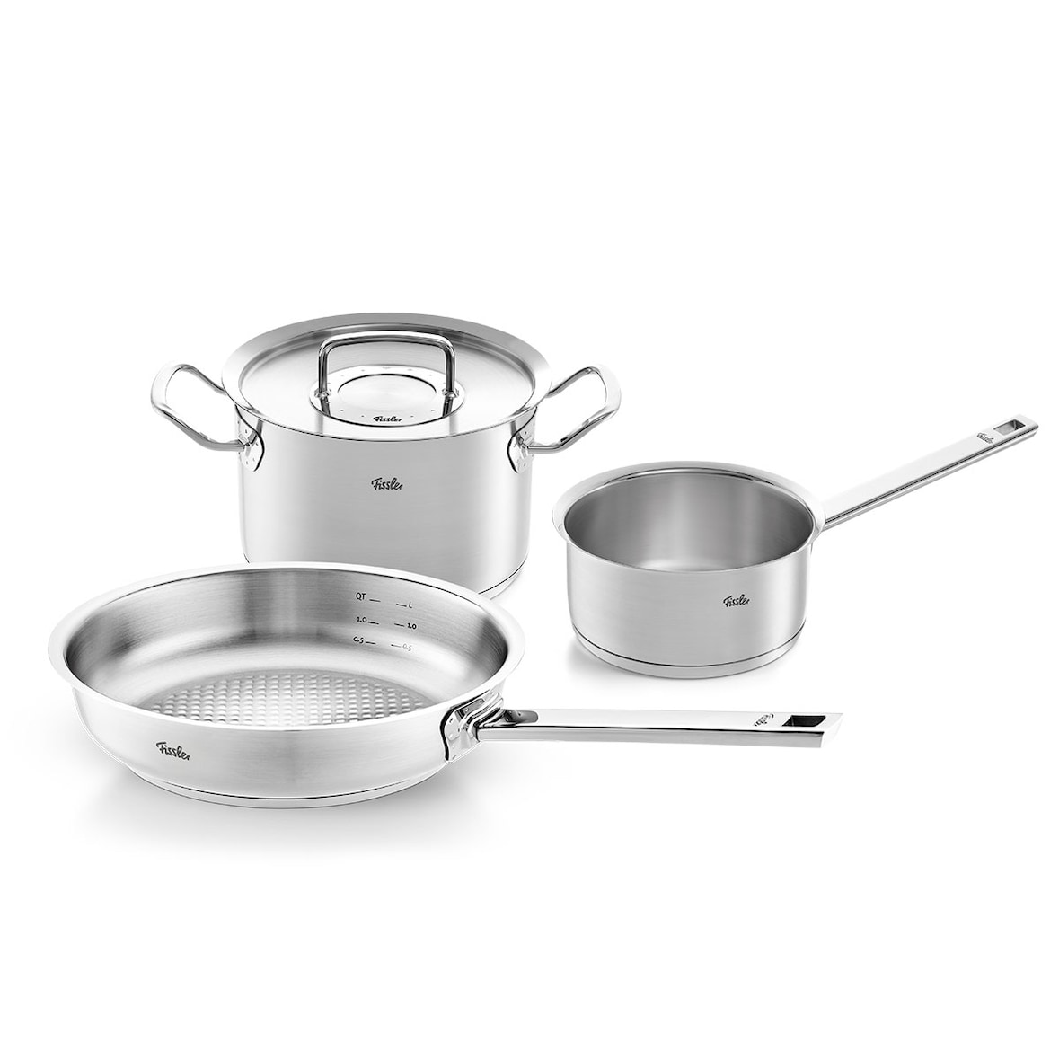 Fissler - Original Profi Collection - 3-teiliges Set (20 cm Stahltopf, 16 cm Kochtopf, 24 cm Pfanne)