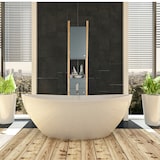 thumbnail of Relaxdays Hochschrank Bad, Badregal, Badezimmerschrank, 2-türig, aus MDF, mit Bambusrahmen, HBT 165 x 31,5 x 29 cm, grau
