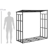 thumbnail of hillvert - hillvert HI-FWR-011 Étagère à bûches de cheminée avec toit pour jusqu'à 400 kg de bois 190 x 76 x 186 cm en acier noir revêtu par
