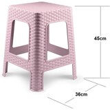 thumbnail of 2 bancos de plástico empilháveis ​​modernos estilo rattan para ambientes internos e externos - 36x36x45cm (2, rosa)