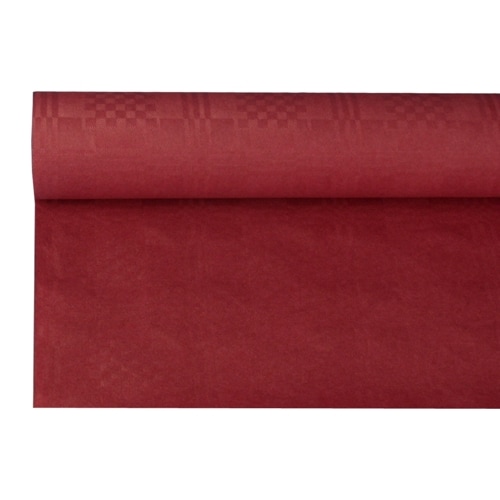 PAPSTAR, Tafelkleed papier met damastprint 8 m x 1,2 m bordeaux