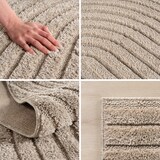 thumbnail of Carpetsale24 Teppich Läufer 80x250 cm Beige Hochflor Skandi Boho Design Hoch-Tief Effekt Weicher Flauschig Pflegeleicht für Schlafzimmer, Flur