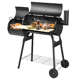 thumbnail of Helloshop26 - Barbecue au charbon de bois avec fumoir 115 x 65 x 108 cm 2 étagères pratiques design pour extérieur en métal noir 20_0020072
