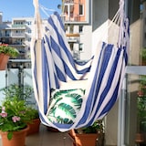 thumbnail of Relaxdays Hängesessel, Baumwolle, Deckenschaukel für drinnen & draußen, 150 kg, Hängesitz Kinder & Erwachsene, blau/weiß