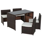 thumbnail of Outsunny Set Mobili da Giardino in Rattan Marrone 5pz Tavolo e Sedie