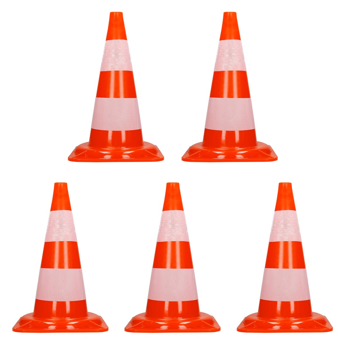 ECD Germany 5x Verkehrskegel 47 cm Orange-Weiß 2 Reflektoren Stapelbar Flexibel Warnkegel Leitkegel Verkehrshütchen