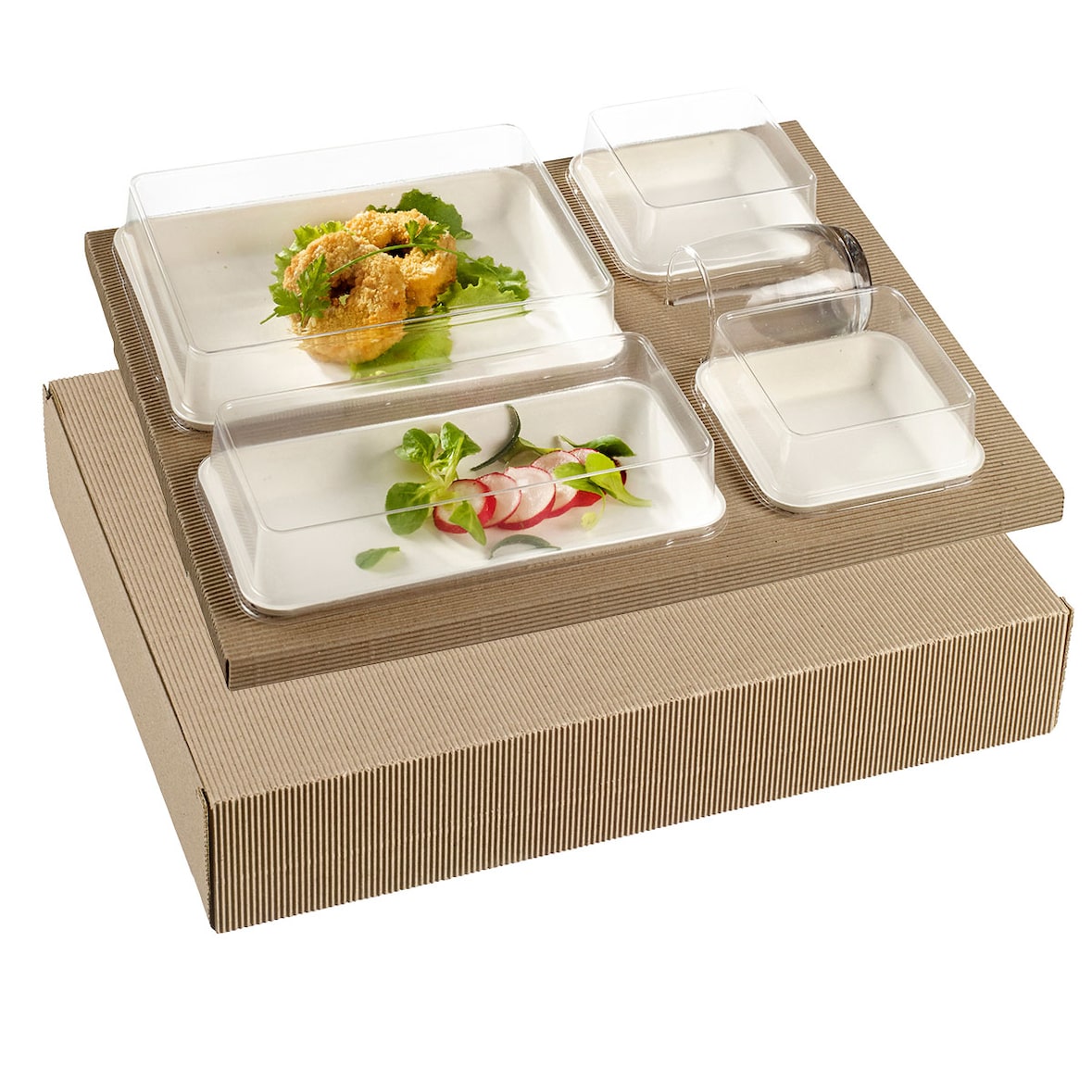 SOLIA Kit plateau-repas Polaris vaisselle Kanopée blanche laminée + couvercle - KC10451 - par 25 pièces