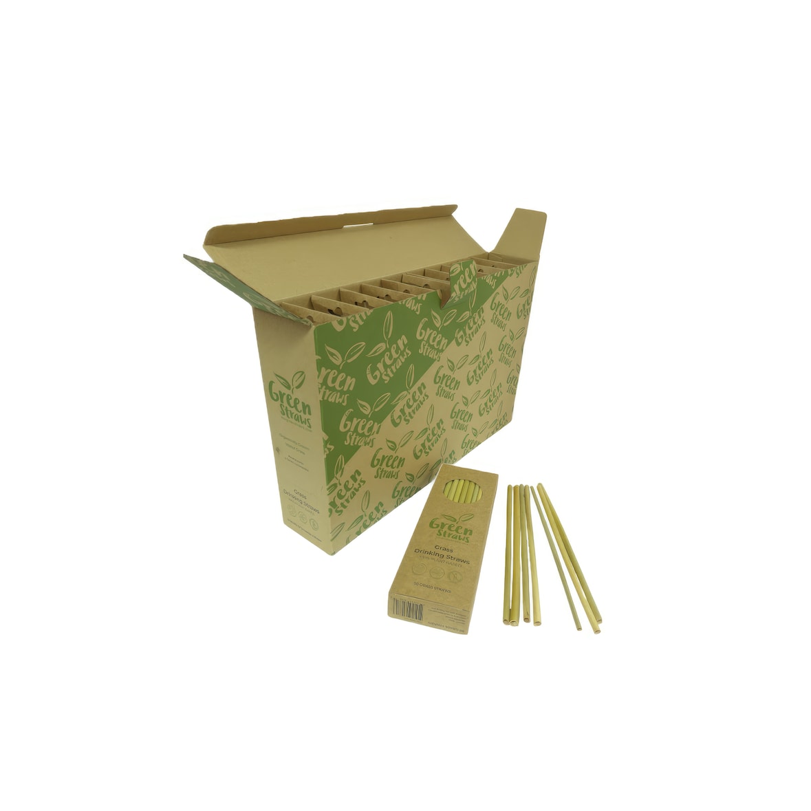 EcoGreenStraws - Palhinhas Erva d'Água Naturais L20, 5-8mm, 12 caixas de 50 palhinhas por caixa sem embalagem individual