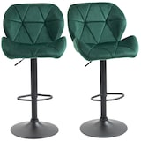 thumbnail of HOMCOM Set 2 Sgabelli da Bar Altezza Regolabile in Velluto Verde