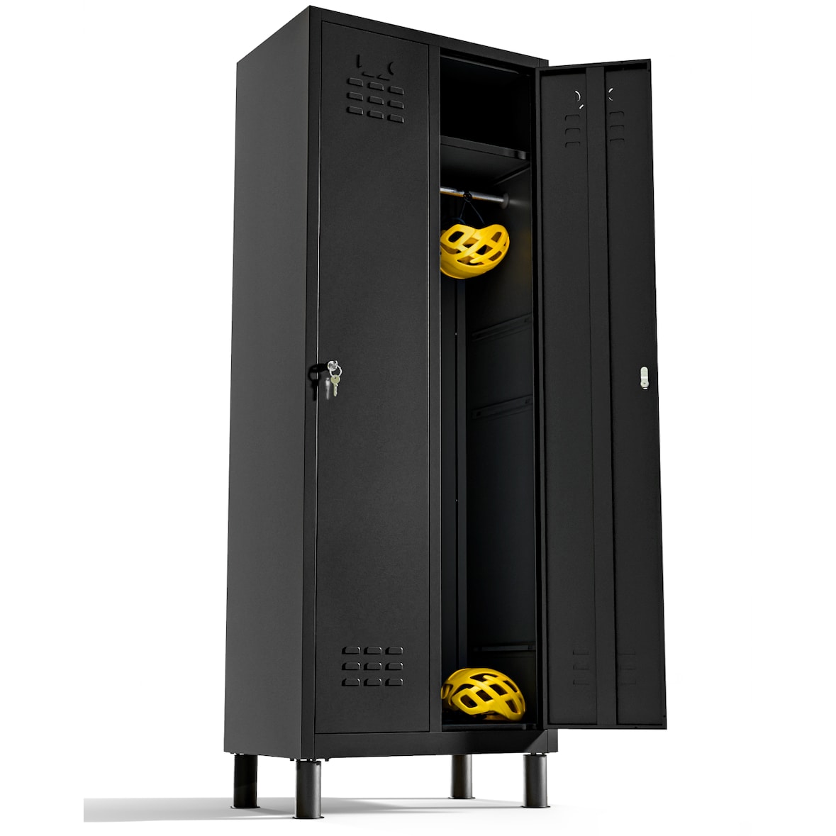 TwinThink Taquillas Vestuario 180cm de 2 Puertas Taquilla Metalica con Llave Taquillas Vestuario 2 Puertas Taquilla Vestuario Metalicas (Negro)