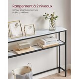 thumbnail of Helloshop26 - Console pour couloir table de salon fine à 2 niveaux 20 x 120 x 80 cm table d'appoint avec 2 étagères pour salon 12_0005227