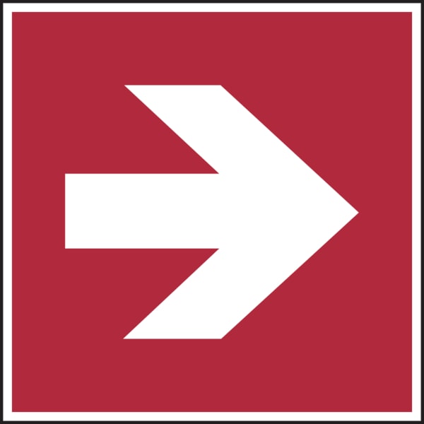Brandschutzzeichen, Richtungspfeil gerade - ASR A1.3 (DIN EN ISO 7010) - 200x200x1.5 mm Kunststoff nachleuchtend