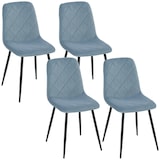 thumbnail of Juego de 4 sillas de comedor modernas sillas de cocina tapizadas en terciopelo con patas de acero para salón 45x54x87 cm azul claro