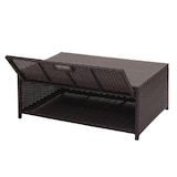 thumbnail of Poly-Rattan Garnitur HWC-J34, Balkon-/Garten-/Lounge-Set Sitzgruppe Sofa, Staufach ~ braun, Kissen creme-beige