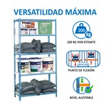 thumbnail of SimonRack Metallregal, 2000x1100x400 mm, 5 Ebenen, Metallboden, 200 kg Biegepunkt, Blau/Weiss - Simonclick