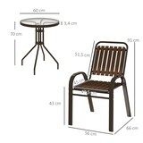 thumbnail of 3-teiliges Gartenmöbel-Set – 2 stapelbare Stühle & Tisch mit gehärteter Glasplatte, Stahlrahmen, Dunkelbraun für Terrasse oder Balkon
