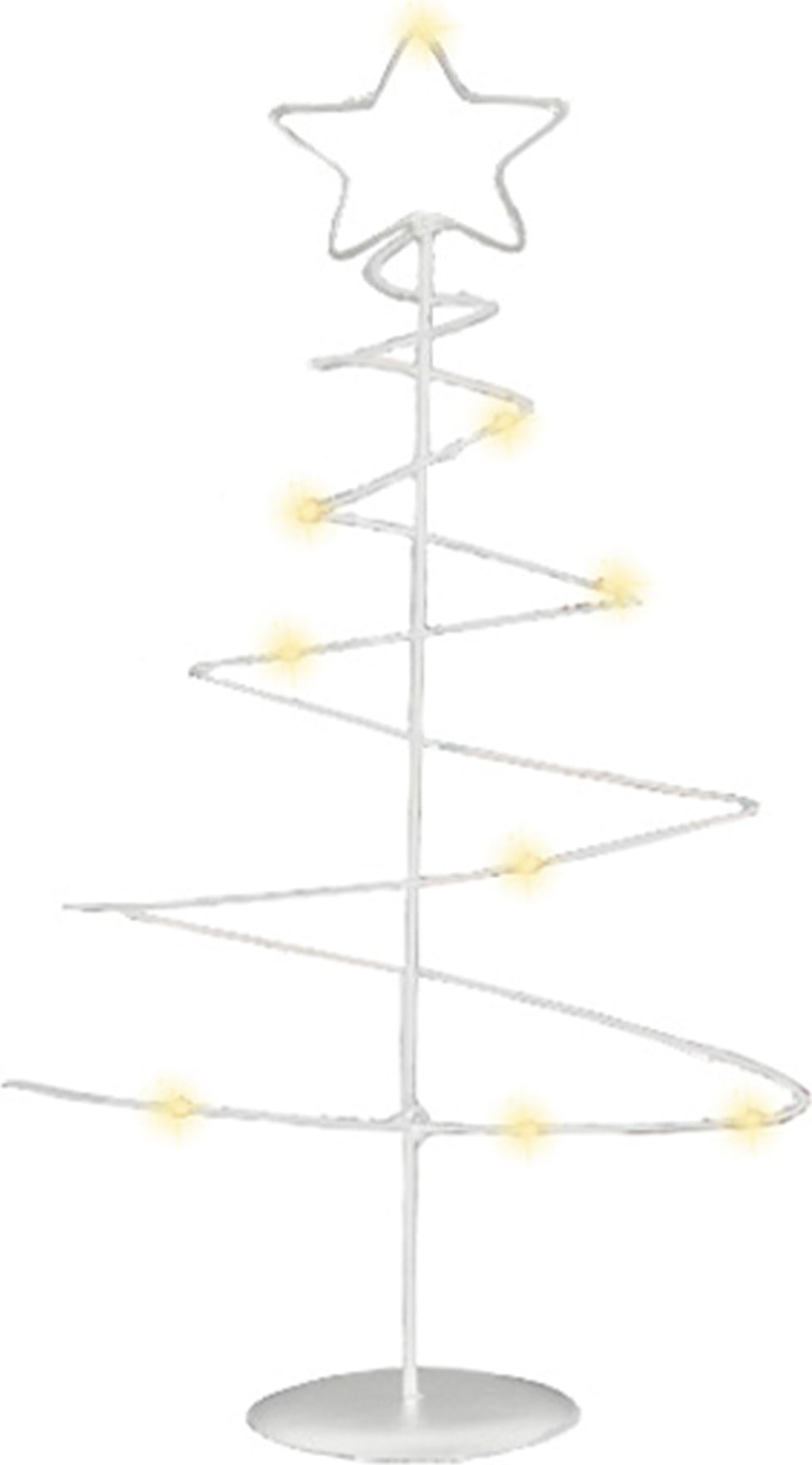 WellHome - Dekorativer weißer Weihnachtsbaum aus Metall mit Stern, 46 LED-Lichtern und Timer, 24 x 10 x 53 cm