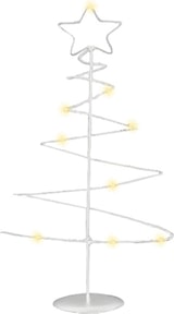 thumbnail of WellHome - Dekorativer weißer Weihnachtsbaum aus Metall mit Stern, 46 LED-Lichtern und Timer, 24 x 10 x 53 cm