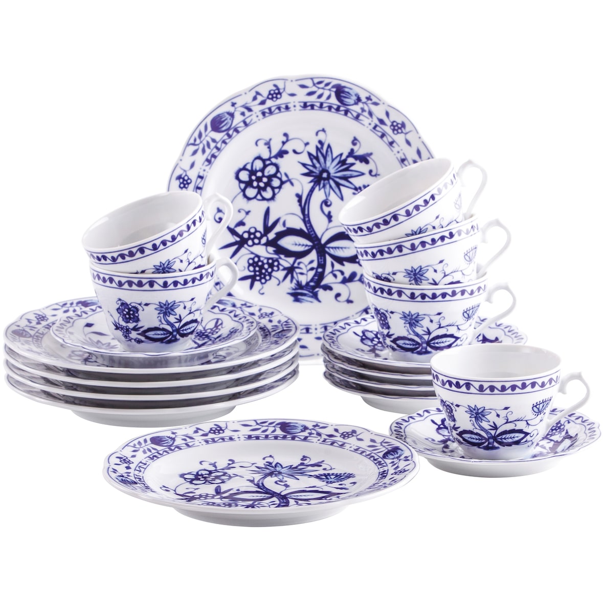 KAHLA 170290A72067C Rossella Zwiebelmuster Kaffeeservice 18tlg.  | Kaffeeset für 6 Personen mit Zwiebelmuster Dekor aus Porzellan