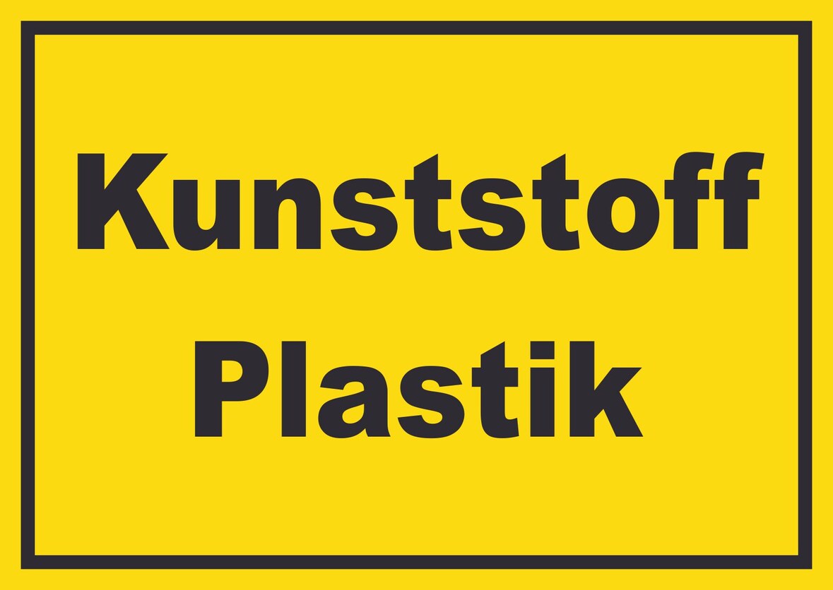 Kunststoff Plastik Mülltrennung Schild mit Text waagerecht A5 Rückseite selbstklebend