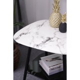 thumbnail of Möbilia Mesa de centro quadrada | 1 prateleira | Mármore de placa de vidro parece branco | Estrutura metálica preta | L55xP55xA55 cm
