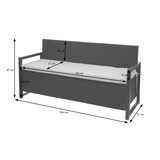 thumbnail of Poly-Rattan 3er Sitzbank HWC-F39, Gartenbank Truhenbank, Staufach Aufbewahrung Sitzkissen ~ braun, Kissen schwarz