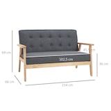 thumbnail of Sofá de 2 Plazas Respaldo y Asiento Acolchado Patas de Madera 114x66x69 cm Gris