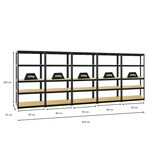 thumbnail of PROREGAL Mega Deal | 5x Schwerlastregal Slim Elephant S | HxBxT 180x90x45 cm | 5 Ebenen | Fachlast 350 kg | Schwarz | Stecksystem Lagerregal 5 Stk.